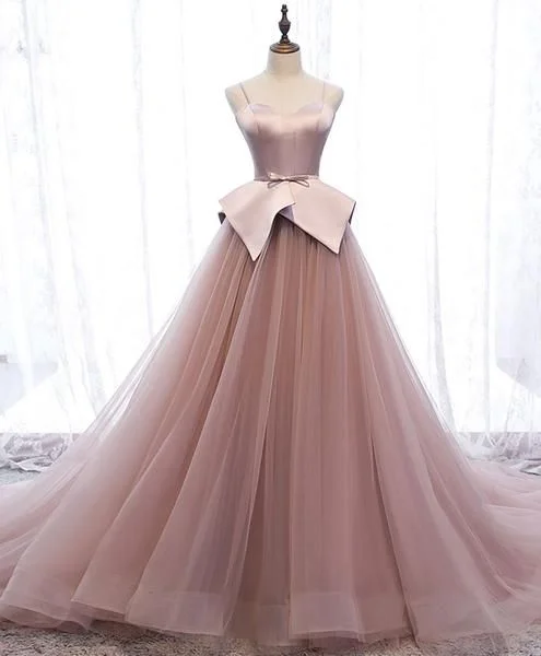 Stylish Women's Garments Pink sweetheart tulle long prom gown pink tulle formal dress   cg10115