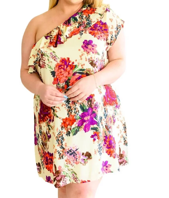 Women's Office Attire Winter Warm - Up Sale Total Wonder One Shoulder Floral Dress In Multi