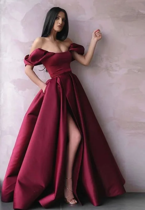 Women's Clothes And Apparel Great Deals on Ethnic Cultural Wear Simple burgundy satin long prom dress burgundy evening dress  cg5075