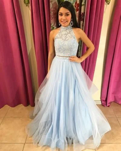 Women's Seasonal Garments Two Pieces Prom Dress,Light Blue Prom Gown,Two Piece Pageant Dress  cg10044