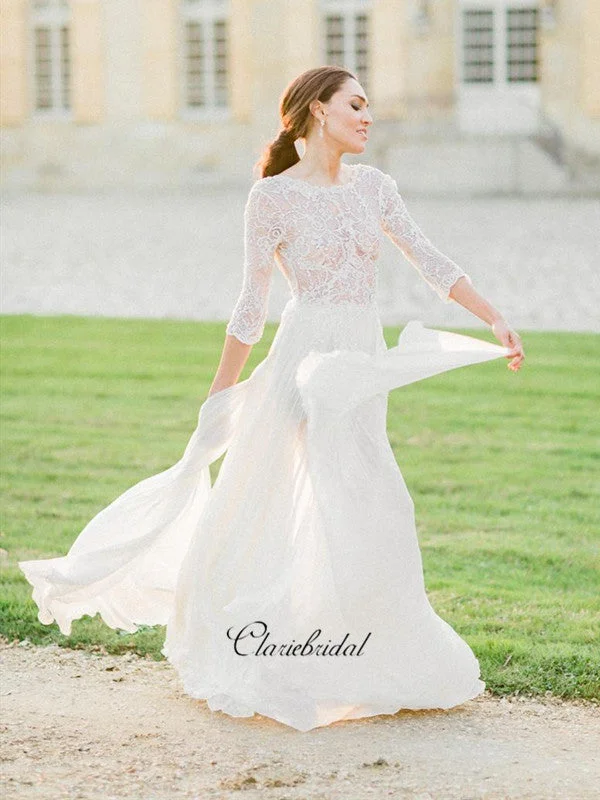 Comfortable Garments For Women Anniversary Sale Long Sleeves Elegant Lace Wedding Dresses, Graceful Lace Bridal Gowns