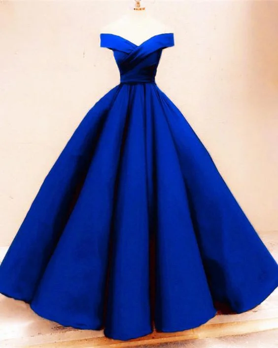 Plus-Size Women's Garments Everyday Glamour blue Prom Dresses Royal blue satin ball gown   cg16367