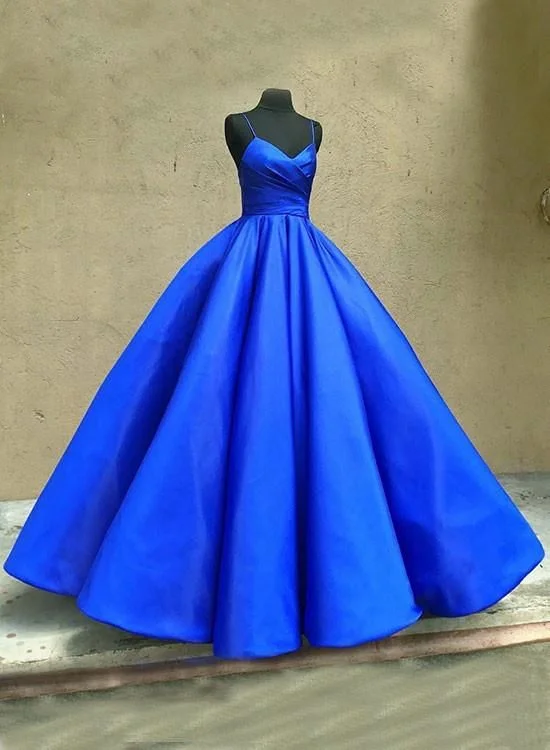 Women's Elegant Evening Outfit Blue A line v neck long prom gown, evening dresses  cg6122