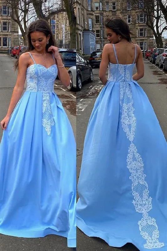 Women's Floral Print Outfit Ethnic Cultural Event Wear Blue sweetheart neck satin lace long prom dress blue formal dress    cg13668