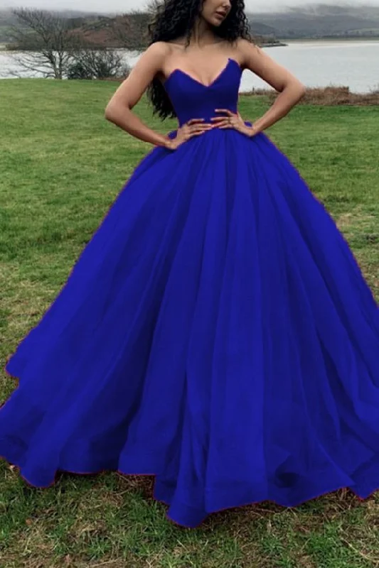 Women's Clothes For Work Events Royal Blue Prom Dresses Ball Gowns   cg8093