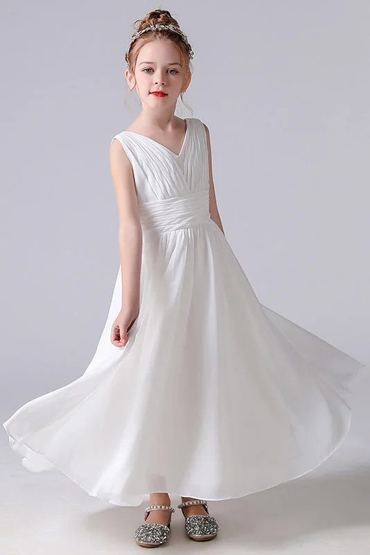 Women's Seasonal Attire Limited - Edition Drops A Line Sleeveless Flower Girl Dresses With Pleats