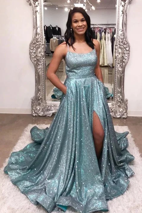 Women's Party Clothes Shinning Prom Dress with Slit, Evening Dress, Special Occasion Dress, Formal Dress, Graduation School Party Gown  cg8266