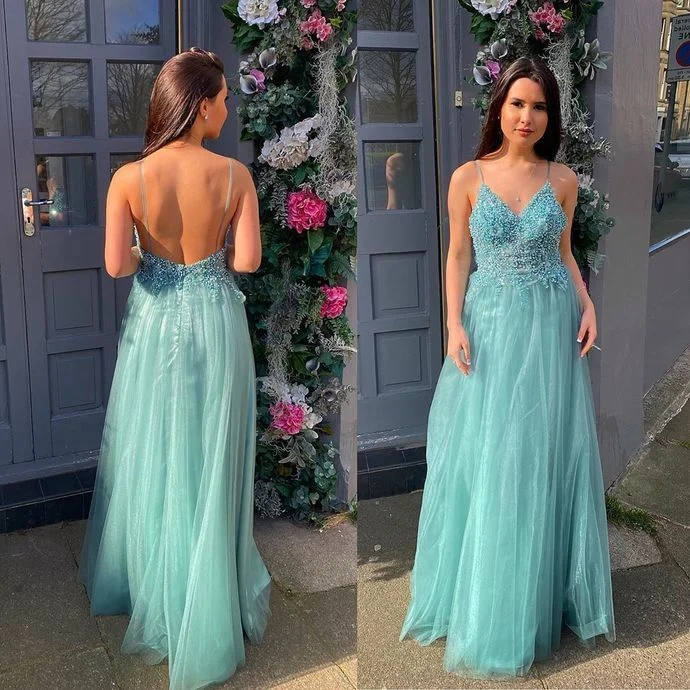 Women's Outerwear Apparel Charming Prom Dress,Tulle Prom Gown,Spaghetti Straps Evening Dress,A-Line Prom Gown  cg9333