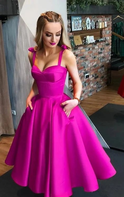 Women's Chic Outerwear Garments Straps Sweetheart Midi Homecoming Dress Formal Evening Gown  cg4135