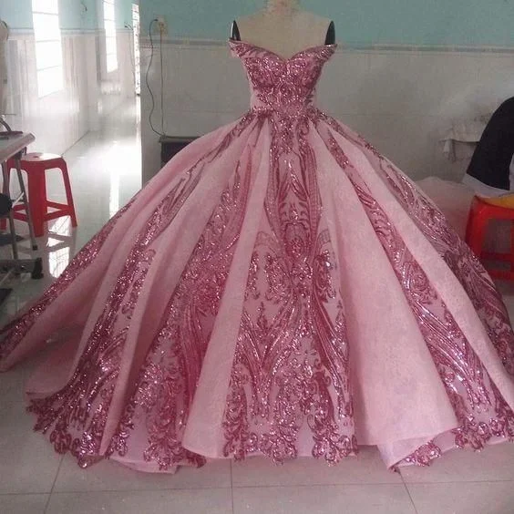 Women's Stylish Professional Garments Sophisticated Cut pink prom dresses, luxury prom dresses, sparkly prom dresses, prom ball gown   cg20324