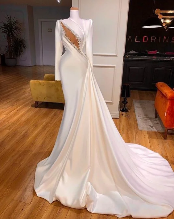 Women's High-Fashion Garments Graceful Drape white Prom Dress satin Prom Dress,new Prom Dress    cg16189