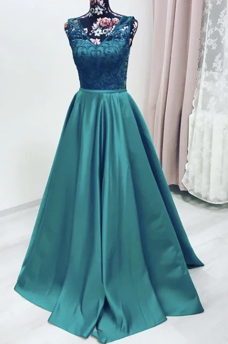 Women's Chic Outerwear Garments Chic Allure Elegant green satin long prom dress party dress  cg7788