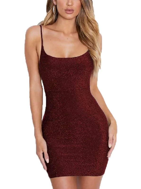 Women's Vintage-Inspired Outfit Effortless Sophistication L - ssb red glitter bodycon dress