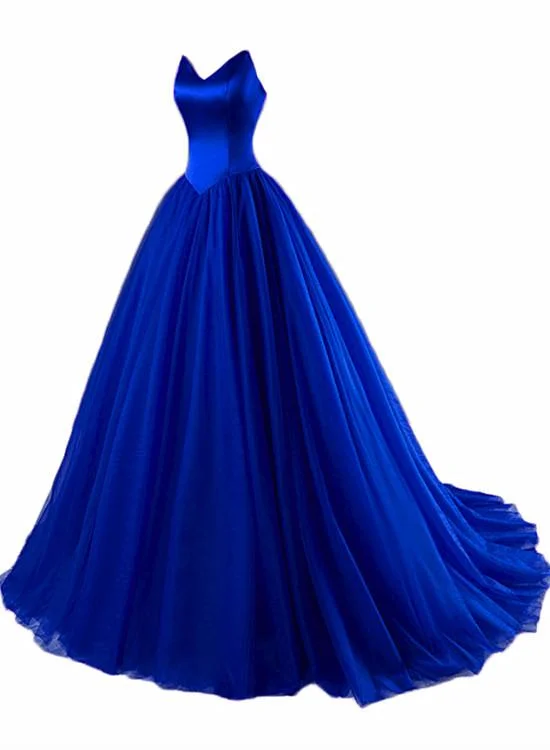 Women's Comfortable Lounge Garments Lightweight Fabric Charming Satin And Tulle V-Neckline Sweet 16 Gown, Tulle Formal Gown Prom Dress   cg15995