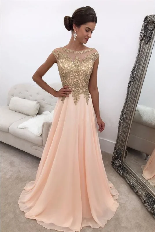 Vintage-Inspired Women's Apparel Modest Prom Dresses,Charming Evening Gowns,Pink Evening Dress,Chiffon Prom Dress  cg8939