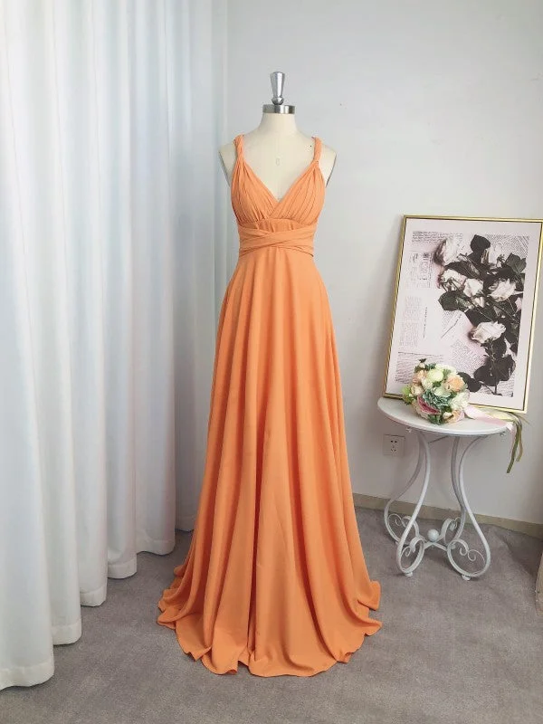 Women's Sporty Clothes Minimalist Office - Ready Style A-Line/Princess Jersey Ruched V-neck Sleeveless Floor-Length Bridesmaid Dresses