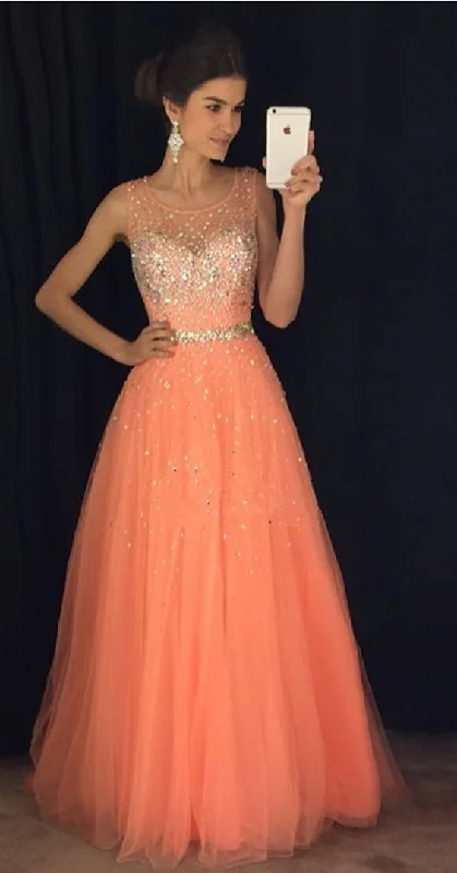 Women's Comfortable Lounge Attire New Arrival Prom Dress,Modest Prom Dress,coral Prom Dresses,cap Sleeves Prom Gowns   cg10633