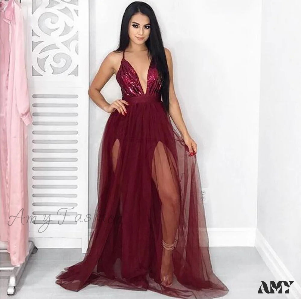 Women's Workout Garments Amy Fashion - Long Maxi Cocktail Party Gown Bandage Blackless Dress