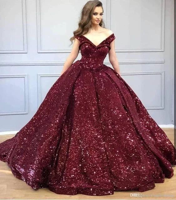 Women's Trendy Activewear Apparel 2020 Luxury Off Shoulder Ball Gown Prom Quinceanera Dresses  cg8609