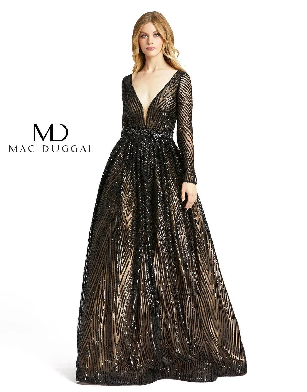 Women's Work Apparel Romantic Date - Night Ensemble Mac Duggal Long Geometric Sequins Beaded Ball Gown Sale