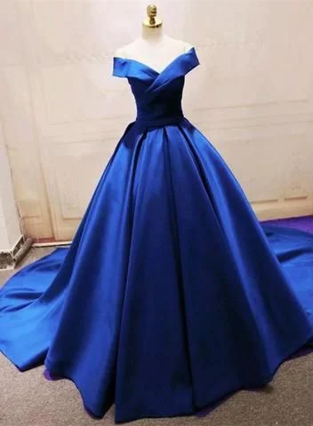 Modern Women's Clothes Gorgeous Royal Blue Long Off the Shoulder Gown, Blue Evening Party prom Dress  cg7899