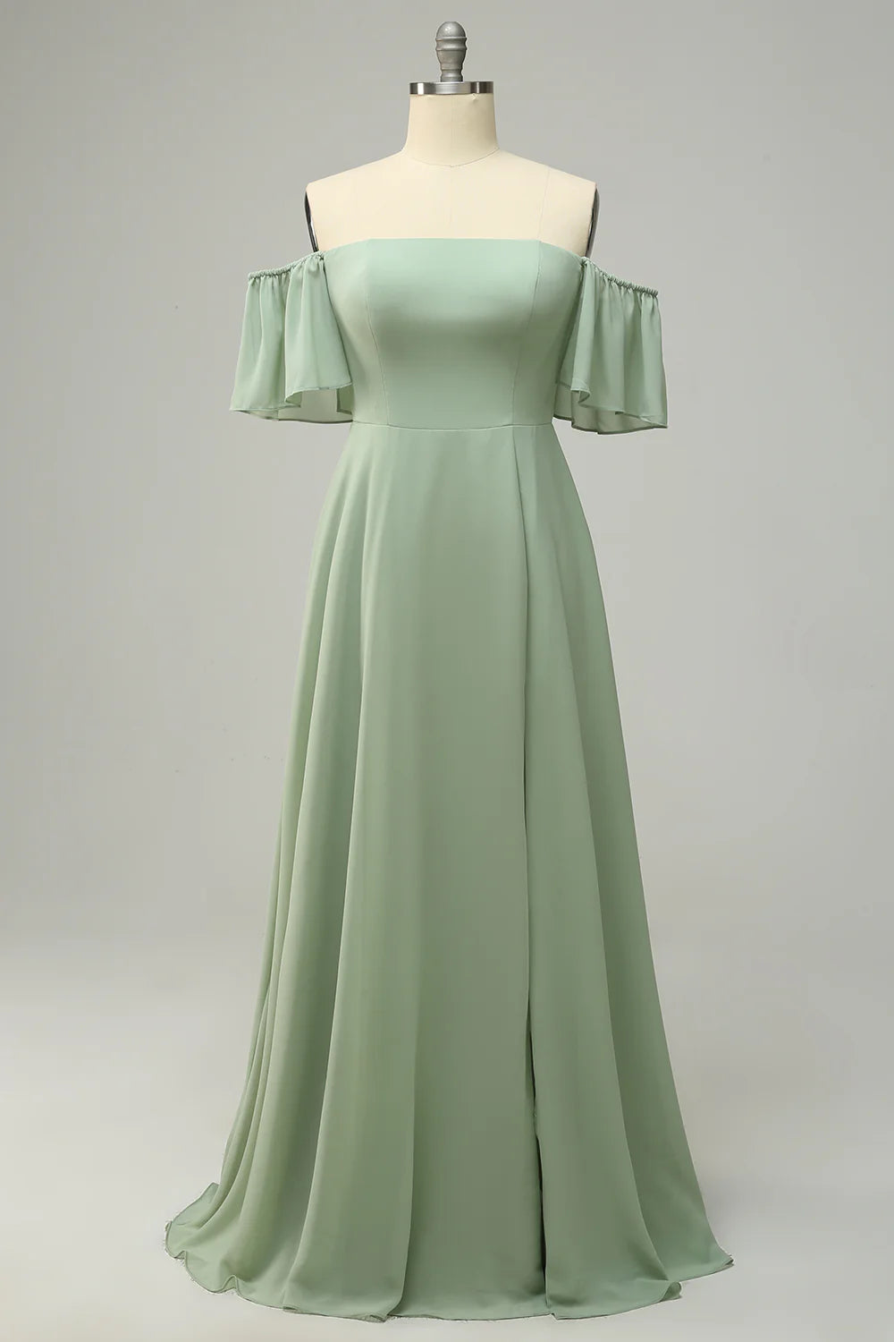 Women's Weekend Outfit Subtle Sophistication Amzcw A Line Off the Shoulder Green Long Bridesmaid Dress with Ruffles