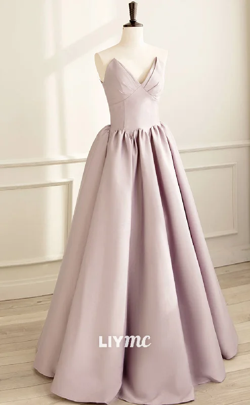 Trendy Athleisure Clothing For Women Mid - Week Surprise LP1922 - Simple A-line Satin Pink Long Prom Dress, Formal Bridesmaid Dress