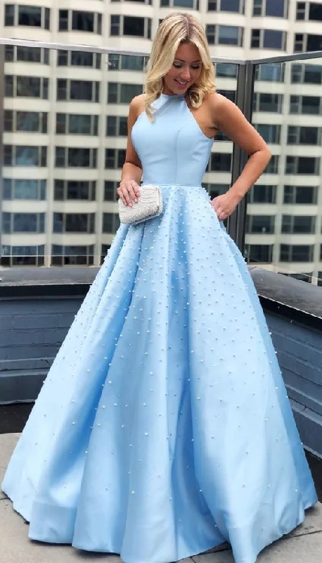 Women's Clothes For Outdoor Events Elevated Style Gorgeous Light sky Blue Long Prom Dress Satin prom dress, sexy prom dress cg287