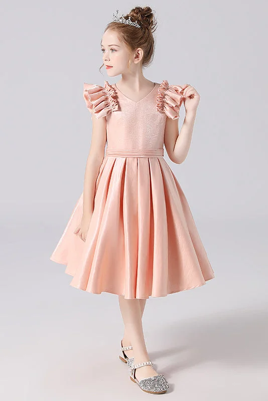 Women's Attire Nordic Minimalist Home Look A Line Cute Sleeveless Princess Knee Length Flower Girl Dress