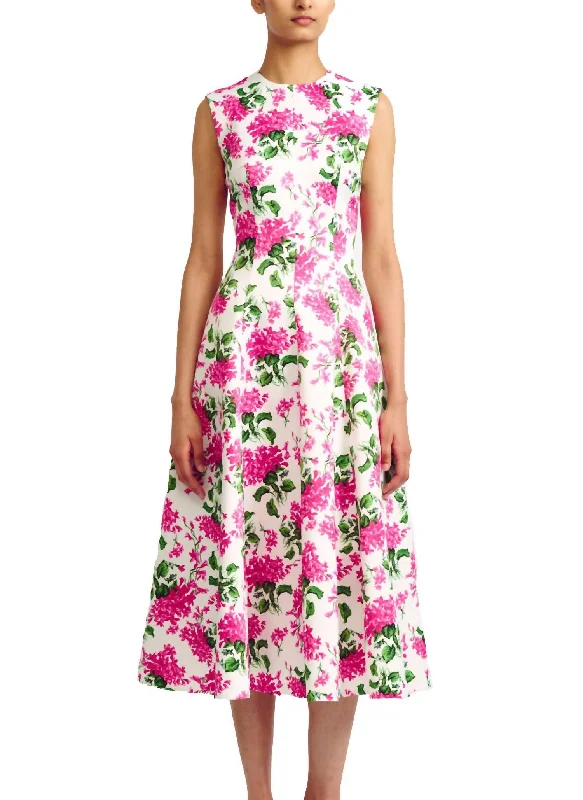 Women's Work Outfit For The Office Now on Sale for Chic Urban Styles Mara Floral Midi-Dress In Pink