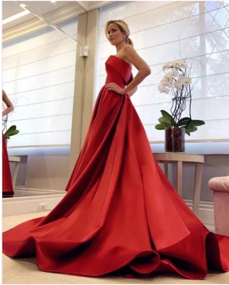 Women's Transitional Garments Charming Silhouette Sleeveless Satin Long Prom Dresses Strapless,prom dress  cg7914