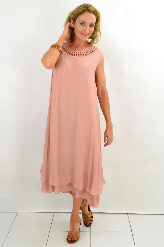 Women's Travel Apparel Limited - Stock Blush Grecian Sleeveless Tunic Dress