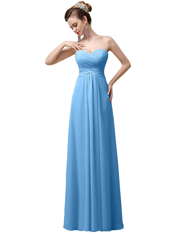 Women's Clothes For The Office Refined Simplicity A-line Chiffon Sweatheart Floor-Length Long Bridesmaid Dresses