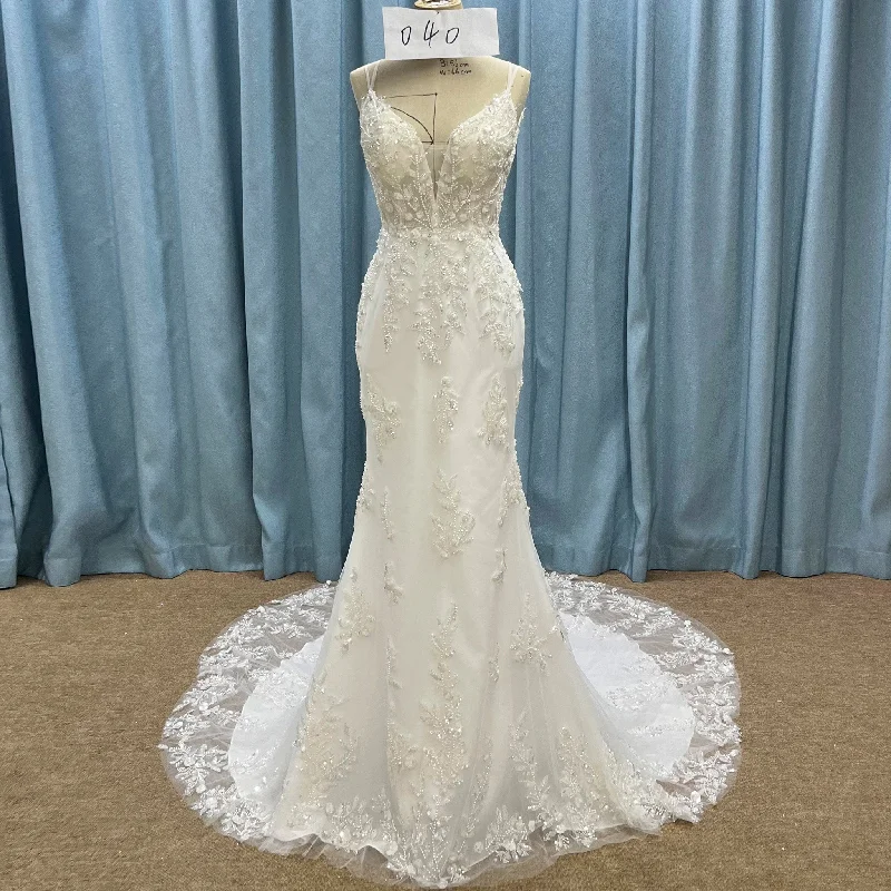 Women's Luxury Attire Save on Classic Elegant Styles Modern V Neck Lace Spaghetti Strap Mermaid Wedding Dress Open Back