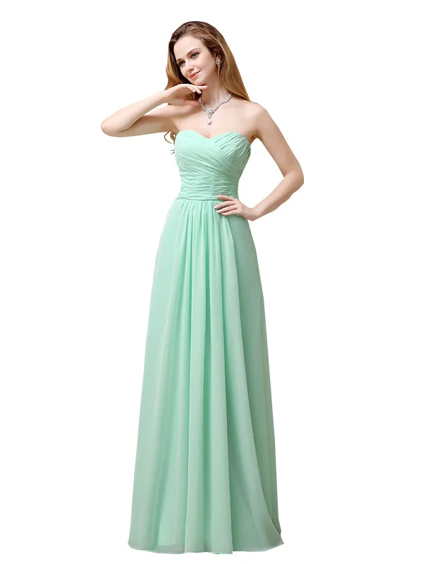 Affordable Women's Clothes Last Chance Sale Pretty Chiffon A-line Sweetheart Floor-Length Long Bridesmaid Dresses