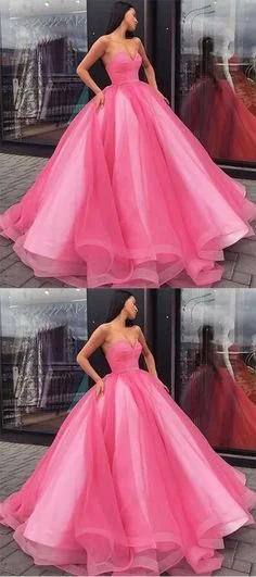 Women's Fashionable Attire For Work Ball Gown Sweetheart Pink Prom Dress   cg10363