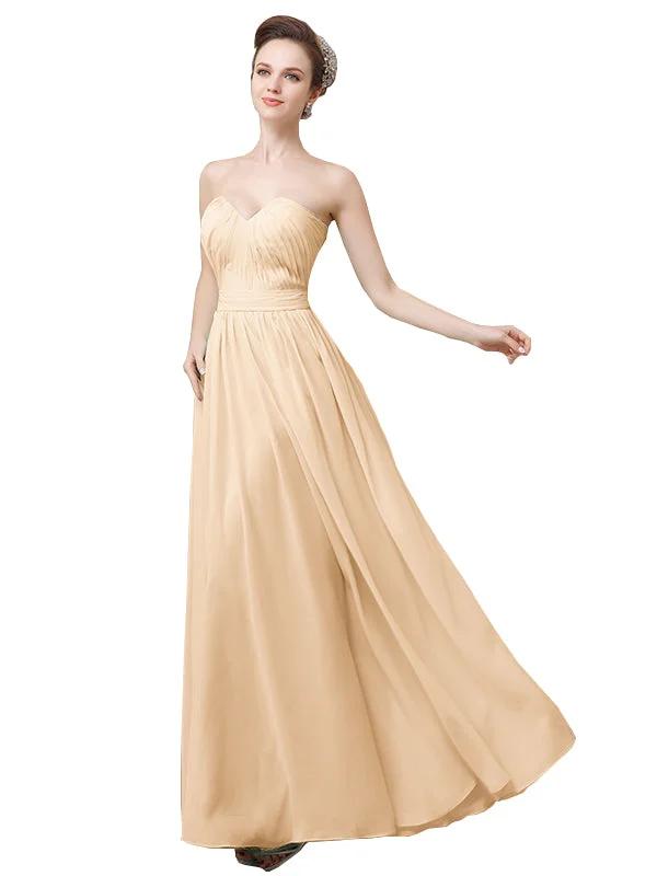 Women's Outerwear Clothing Rustic Countryside Charm Look Pretty Strapless Chiffon A-line Floor-Length Long Bridesmaid Dresses