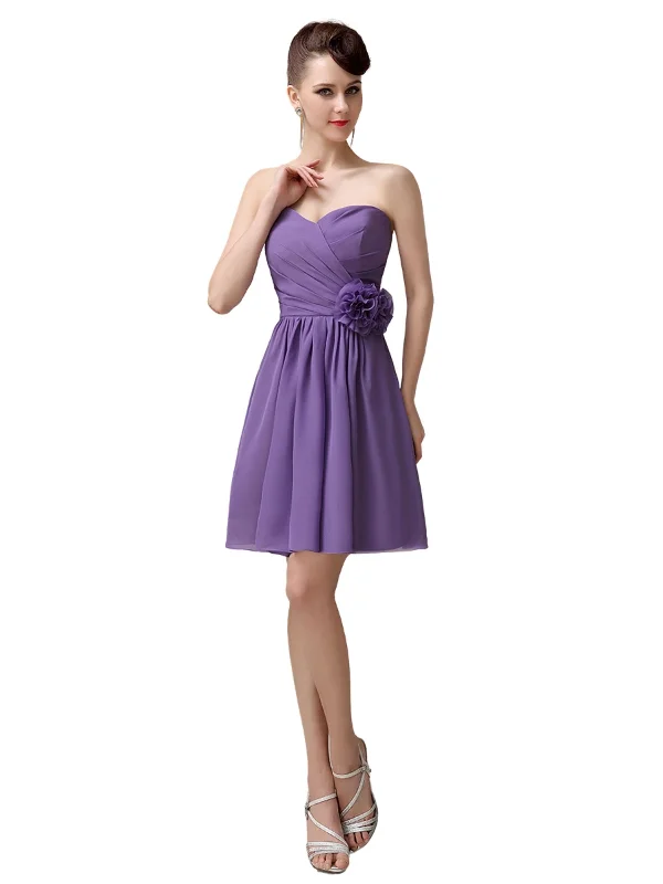 Fashionable Women's Casual Apparel Discounts on Casual Weekend Styles Fashion Sweetheart A-line Chiffon Knee-length Short Bridesmaid Dresses