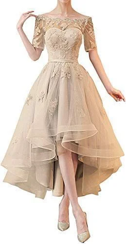 Comfortable Women's Clothes Appliques Off Shoulder Prom Gowns 1/2 Sleeves A Line Evening Dresses  cg8549