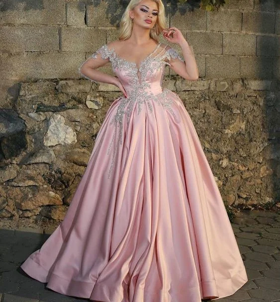 Stylish Women's Attire Big Savings on Minimalist Office Styles Off the shoulder pink satin prom dress    cg18163