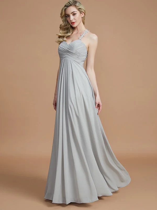 Women's Contemporary Clothing Early Access to Art Deco Styles Sale A-Line/Princess Sweetheart Sleeveless Ruched Floor-Length Chiffon Bridesmaid Dresses