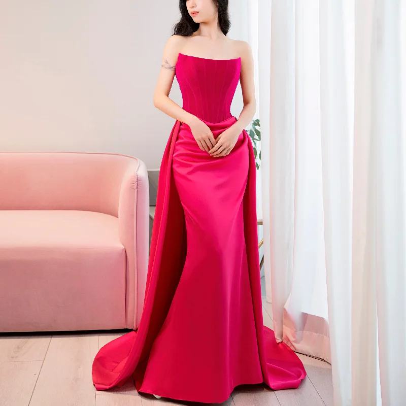 Women's Outfit Update with Cottagecore Styles Strapless Scoop Neck Mermaid Formal Dress Pink Party Gown