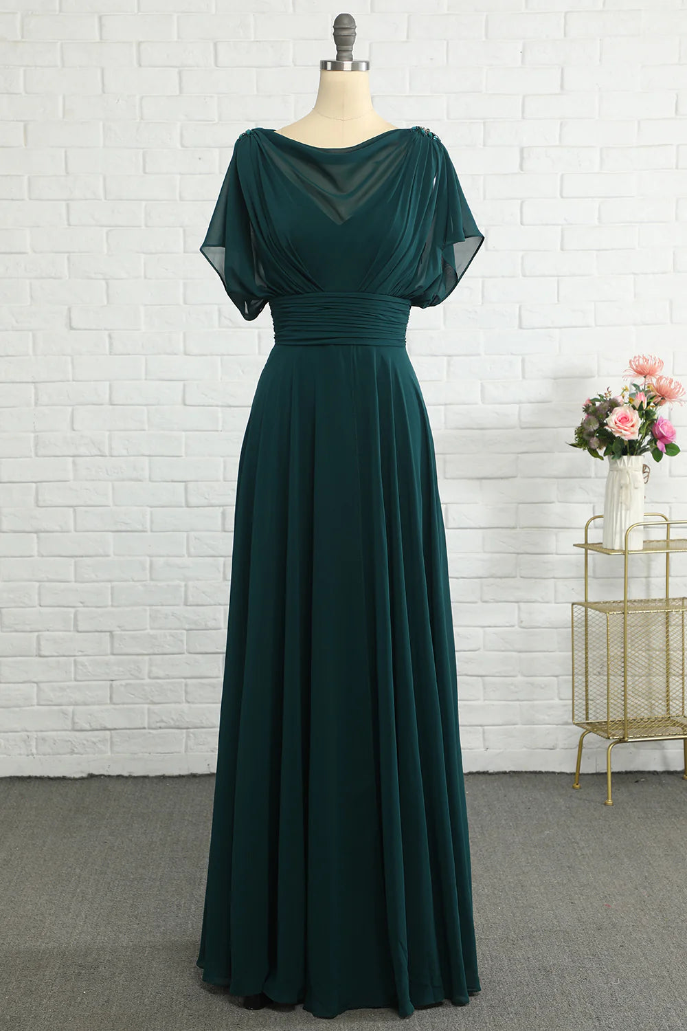 Women's Chic Apparel Disco - Inspired Retro Dance Look Amzcw Green Chiffon Mother Dress Long Bridesmaid Dress  prom dresses shops gowns evening dresses