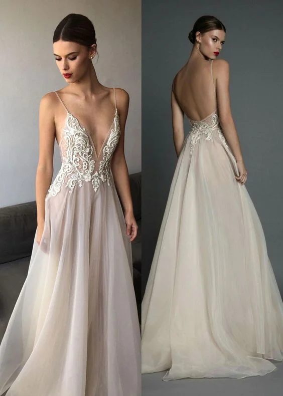 Women's Functional Outfit For Outdoor Activities Spaghetti Deep V-Neck Evening Dress,Sleeveless Backless Long Prom Gown  cg6244