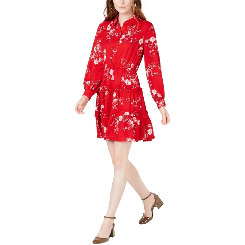 Women's Elegant Outfit Everyday Glamour Maison Jules Womens Printed Ruffled Shirt Dress