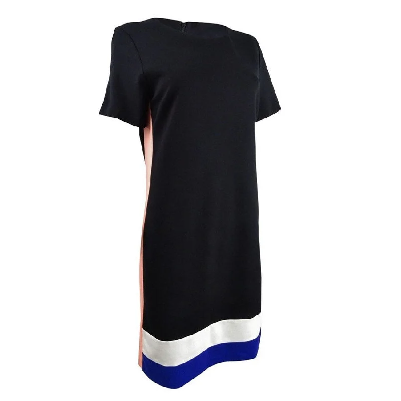 Women's Date Night Outfit Classic Charm DKNY Women's Colorblock T-Shirt Dress (S, Black Multi)