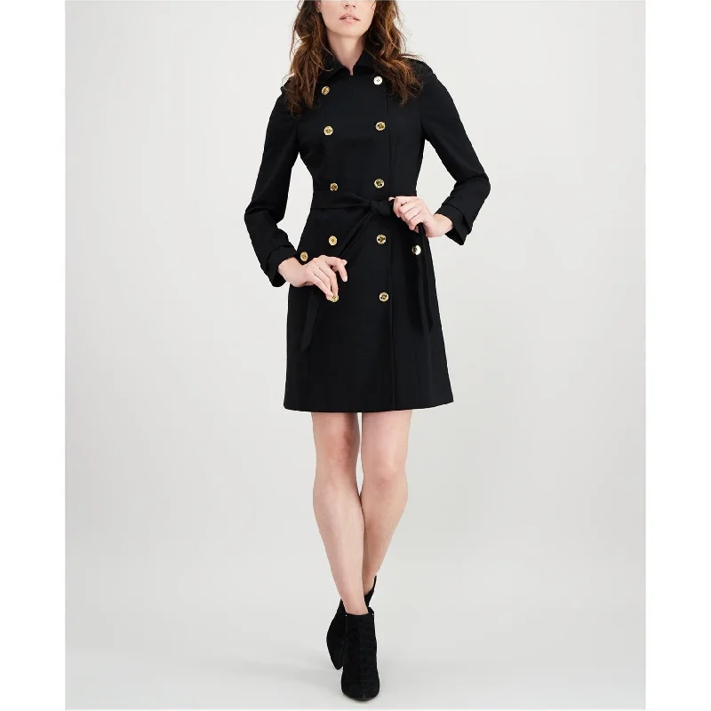 Women's Casual Wear Outfit Graceful Drape Calvin Klein Womens Military-Coat Shirt Dress, Black, 12