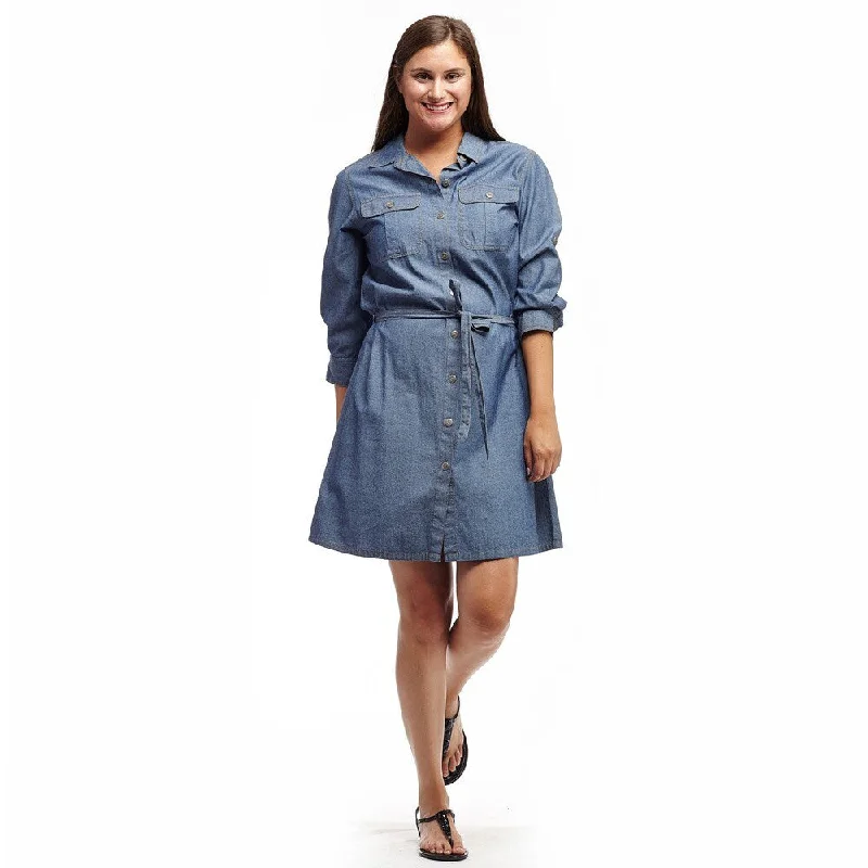 Women's Night-Out Outfit Romantic Detailing La Cera Women's Cotton Button Front Shirt Dress